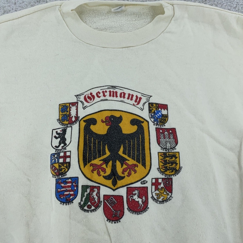 Vintage Germany Sweatshirt Mens Medium‎ Crewneck Pullover German Crest Flag 90s